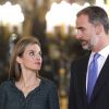 Le roi Felipe VI et la reine Letizia d'Espagne donnaient une réception pour près de 1500 invités au palais royal le 12 octobre 2014 à Madrid dans le cadre de la Fête nationale espagnole.