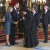 Le roi Felipe VI et la reine Letizia d'Espagne donnaient une réception pour près de 1500 invités au palais royal le 12 octobre 2014 à Madrid dans le cadre de la Fête nationale espagnole.