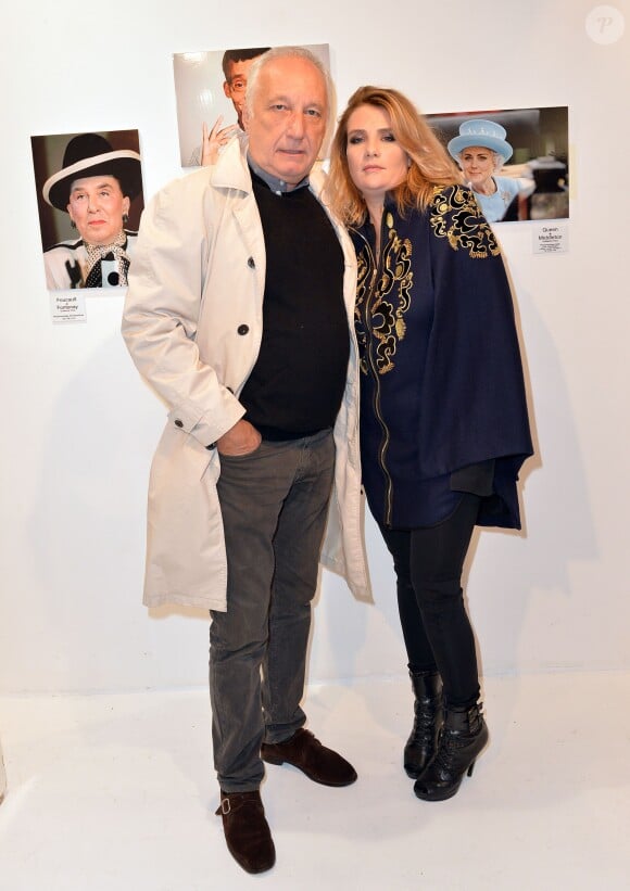 Exclusif - François Berléand et Marie-Amélie Seigner - Vernissage de l'exposition "Vieux, nous ? Jamais !", organisée pour les 60 ans de Damart, à la galerie L'Imprimerie à Paris, le 16 octobre 2014.