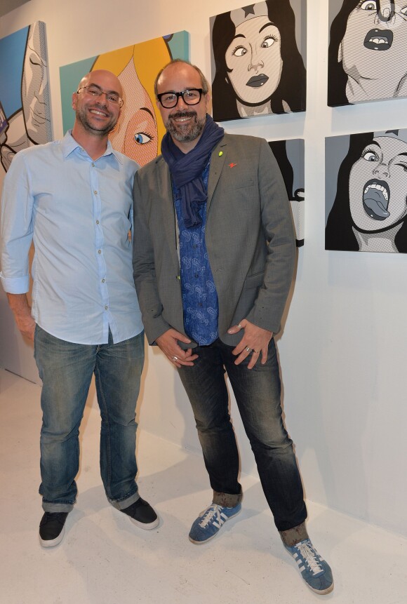 Exclusif - Guillaume Titus-Carmel (publicitaire) et Grégoire Guillemin - Vernissage de l'exposition "Vieux, nous ? Jamais !", organisée pour les 60 ans de Damart, à la galerie L'Imprimerie à Paris, le 16 octobre 2014.