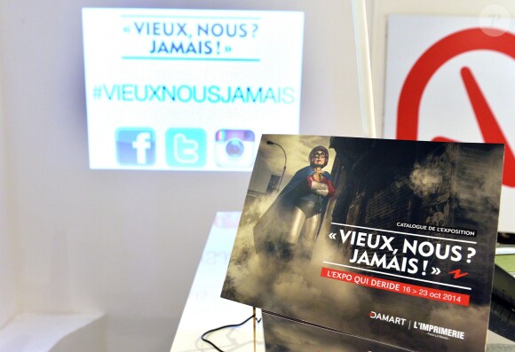 Exclusif - Vernissage de l'exposition "Vieux, nous ? Jamais !", organisée pour les 60 ans de Damart, à la galerie L'Imprimerie à Paris, le 16 octobre 2014.