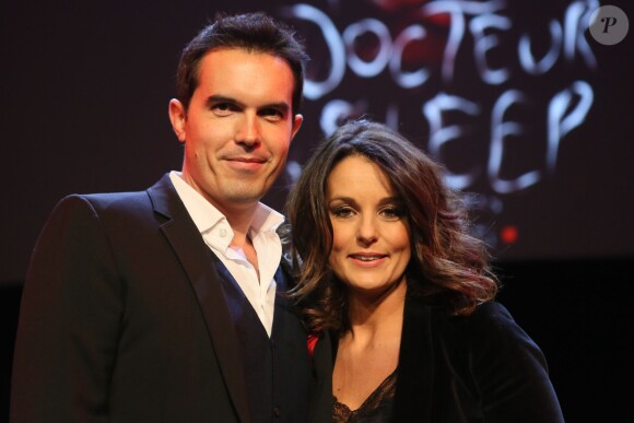 Maxime Chattam et sa femme Faustine Bollaert - Débat avec Stephen King au Grand Rex à Paris. Le 16 novembre 2013.