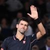 Novak Djokovic lors de son premier match au BNP Paribas Masters au POPB de Paris le 28 octobre 2014
