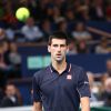 Novak Djokovic lors de son entrée en lice au BNP Paribas Masters au Palais Omnisports de Paris-Bercy, le 28 octobre 2014 à Paris