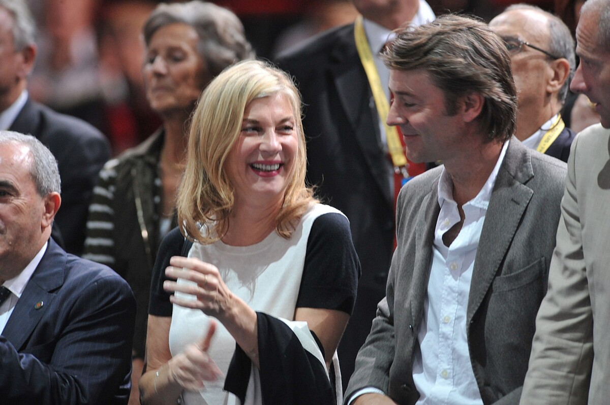 Photo Michèle Laroque et son compagnon François Baroin lors des demifinales du BNP Paribas