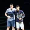 Milos Raonic, Novak Djokovic - Novak Djokovic remporte l'Open Masters 1000 de Tennis Paris-Bercy à Paris le 2 novembre 2014. 