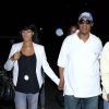 Stevie Wonder et sa chérie Tomeeka Robyn Bracy à la sortie du concert de Jay Z et Beyonce à Los Angeles, le 3 août 2014