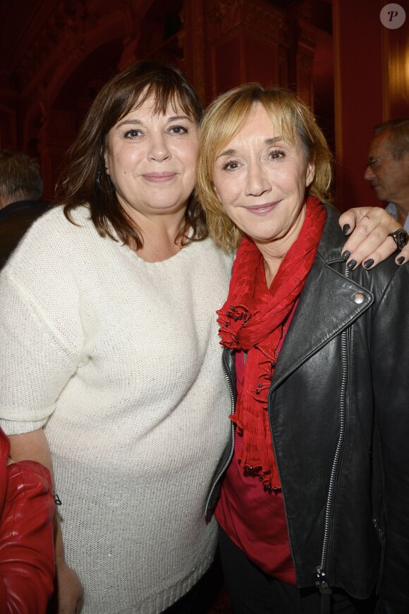 Michèle Bernier et Marie-Anne Chazel - 150e représentation de la pièce "Je préfère qu'on reste amis" au théâtre Antoine, à Paris, le 5 novembre 2014.