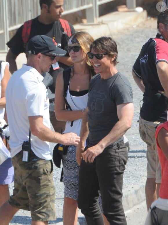 Exclusif - Tom Cruise à bord d'une BMW tourne une scène du film "Mission : Impossible 5" à Rabat au Maroc le 25 septembre 2014