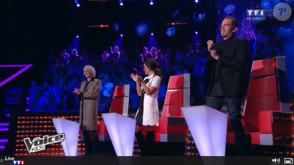 Les jurés de l'émission sur le plateau de The Voice Kids, le samedi 20 septembre 2014 sur TF1.