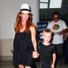 Poppy Montgomery et son fils Jackson à l'aéroport LAX de Los Angeles le 1er août 2014