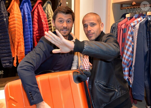 Medi Sadoun et Christophe Beaugrand lors de l'inauguration de la boutique Serge Blanco avenue de l'Opéra à Paris, le 13 novembre 2014