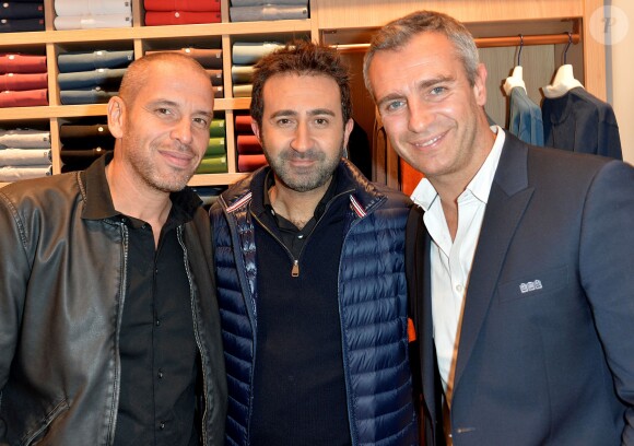 Medi Sadoun, Mathieu Madénian et Yann Delaigue lors de l'inauguration de la boutique Serge Blanco avenue de l'Opéra à Paris, le 13 novembre 2014