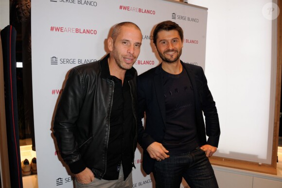 Christophe Beaugrand et Medi Sadoun lors de l'inauguration de la boutique Serge Blanco avenue de l'Opéra à Paris, le 13 novembre 2014