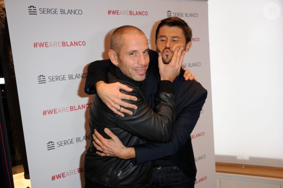 Christophe Beaugrand et Medi Sadoun lors de l'inauguration de la boutique Serge Blanco avenue de l'Opéra à Paris, le 13 novembre 2014