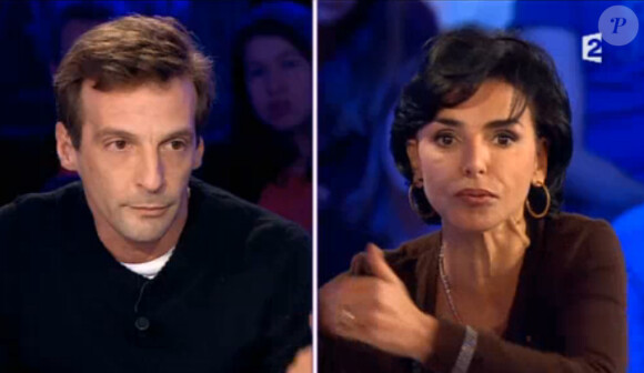 Mathieu Kassovitz et Rachida Dati dans On n'est pas couché, le samedi 15 novembre 2014 sur France 2.
