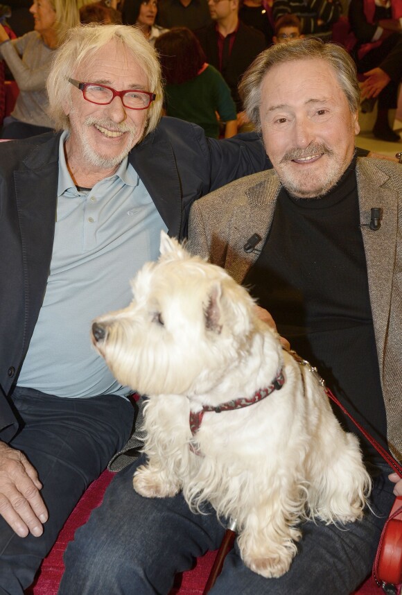 Pierre Richard, Victor Lanoux et son chien - Enregistrement de l'émission "Vivement Dimanche" diffusée le 16 novembre 2014 sur France 2.