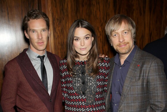 Benedict Cumberbatch, Keira Knightley et le réalisateur d'Imitation Game lors d'un dîner à New York le 17 novembre 20144.