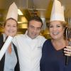 Luana Belmondo, Jean-Luc Mothu (chef de l'hôtel Normandy à Deauville), Marianne James lors de la finale du "Cook Master" à l'hôtel Fouquet’s Barrière à Paris le 17 novembre 2014.