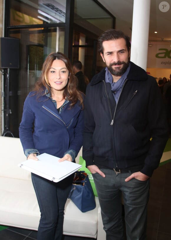 Shirley Bousquet et Grégory Fitoussi lors de l'inauguration de la première boutique éphémère "Acer" rue des Halles à Paris, le 20 novembre 2014.