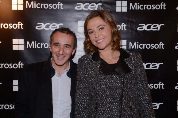 Elie Semoun et Sandrine Quétier lors de l'inauguration de la première boutique éphémère "Acer" rue des Halles à Paris, le 20 novembre 2014.