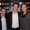 Elie Semoun, Fabrice Massin (directeur marketing d'Acer) et Sandrine Quétier lors de l'inauguration de la première boutique éphémère "Acer" rue des Halles à Paris, le 20 novembre 2014.