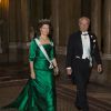 Le roi Carl XVI Gustaf et la reine Silvia de Suède lors d'un dîner d'Etat offert le 18 novembre 2014 au palais, à Stockholm, pour les instances politiques et les diplomates.