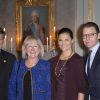 Le roi Carl XVI Gustaf de Suède, la reine Silvia, la princesse Victoria et le prince Daniel prenaient part le 18 novembre 2014 à un déjeuner en l'honneur de l'ancien président du Parlement Per Westerberg.