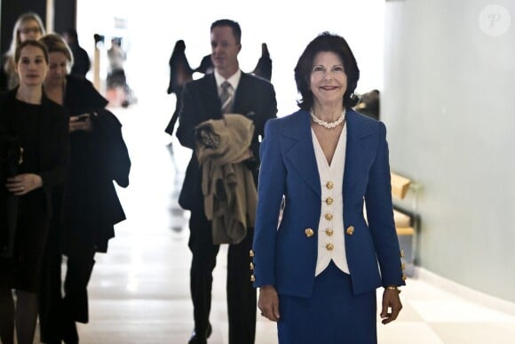 La reine Silvia de Suède au siège de l'ONU à New York le 21 novembre 2014 dans le cadre du 25e anniversaire de la Convention des droits de l'enfant avec l'Unicef.