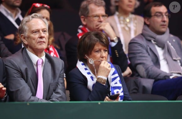 Martine Aubry - People à la finale de la Coupe Davis (France - Suisse) au Stade Pierre Mauroy de Lille Métropole le 21 novembre 2014 