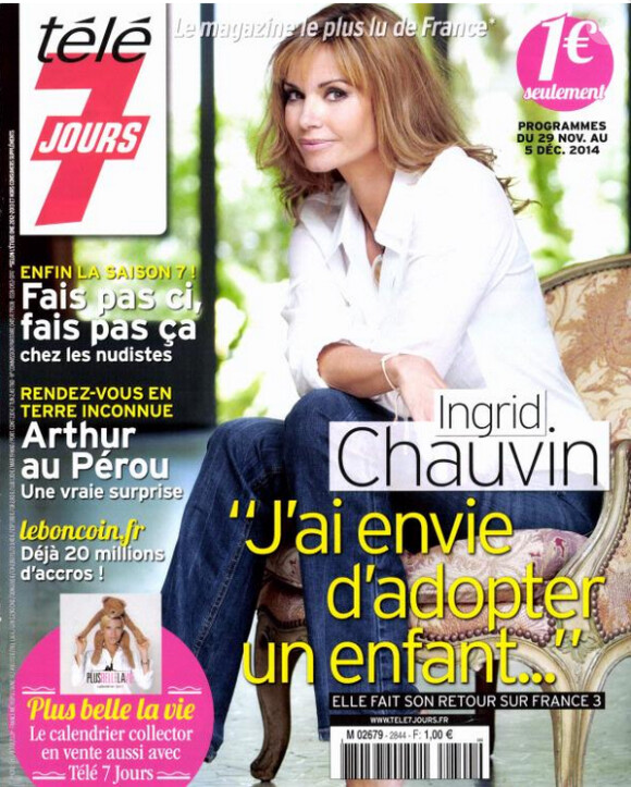 Ingrid Chauvin en couverture de Télé 7 Jours, en kiosques le 24 novembre 2014