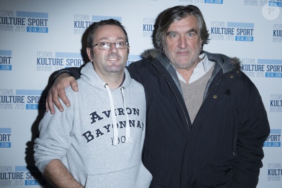 Vincent Maraval (créateur du festival Kulture Sport) et Pierre-Ange Le Pogam - Présentation du festival "Kulture Sport" lors d'une conférence de presse au cinéma Panthéon, à Paris le 24 novembre 2014