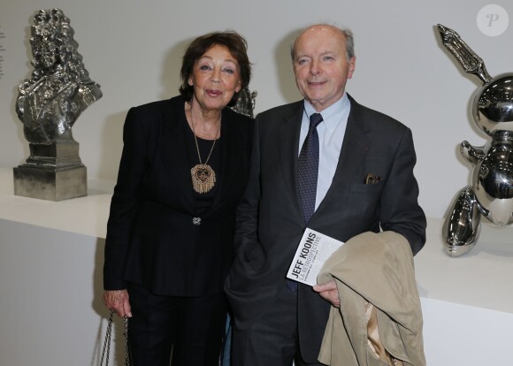 Jacques Toubon et sa femme Lise - Inauguration de l'exposition Jeff Koons au Centre Pompidou à Paris le 24 novembre 2014.