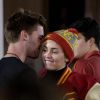 Miley Cyrus et Patrick Schwarzenegger lors d'un match universitaire à Calabasas, le 14 novembre 2014.