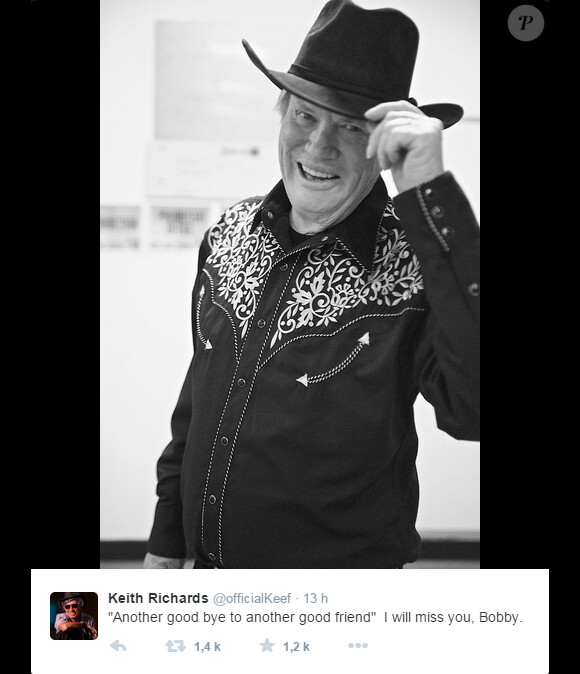 Keith Richards rend hommage à son ami Bobby Keys, saxophoniste des Rolling Stones, décédé le 2 décembre 2014