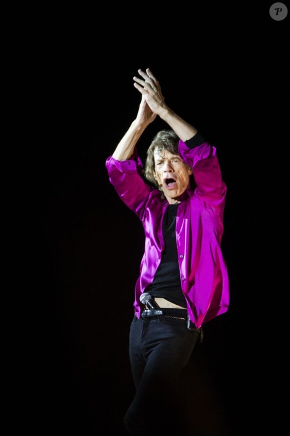 Mick Jagger lors d'un concert des Rolling Stones au festival Roskilde le 3 juillet 2014