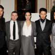 Garrett Hedlund, Jack O'Connell, Angelina Jolie, Takamasa Ishihara et Finn Wittrock lors du déjeuner consacré au film Invincible (Unbroken) à New York le 2 décembre 2014.