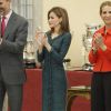 Le roi Felipe VI, la reine Letizia et la princesse Elena d'Espagne décernent les trophées des Premios Nacionales del Deporte 2013 au palais royal El Pardo. Madrid, le 4 décembre 2014.