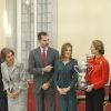 La reine Sofia, le roi Felipe VI, la reine Letizia et la princesse Elena d'Espagne décernent les trophées des Premios Nacionales del Deporte 2013 au palais royal El Pardo. Madrid, le 4 décembre 2014.