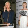 Toni Collette, métamorphosée entre un tapis rouge le 30 juin 2014 et une arrivée au LAX le 3 décembre 2014. (Montage)
