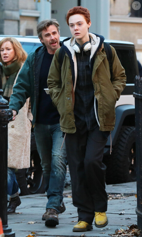 Naomi Watts, Sam Trammell, Elle Fanning - Tournage du film "Three Generations" à New York, le 4 décembre 2014.