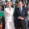 La princesse Charlene et le prince Albert II de Monaco le 20 avril 2014 lors de la finale du Rolex Masters de Monte-Carlo, remportée par Stanislas Wawrinka.
