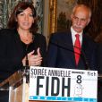 Exclusif - Anne Hidalgo et Karim Lahidji (président de la FIDH) - Soirée annuelle de la FIDH (Fédération Internationale des ligues de Droits de l'Homme) à l'Hôtel de Ville à Paris, le 8 décembre 2014.