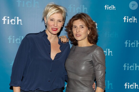 Exclusif - Maïtena Biraben et Anne Nivat - Soirée annuelle de la FIDH (Fédération Internationale des ligues de Droits de l'Homme) à l'Hôtel de Ville à Paris, le 8 décembre 2014.