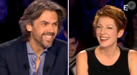 Natacha Polony face à Aymeric Caron dans "On n'est pas couché" sur France 2. Samedi 13 décembre 2014.