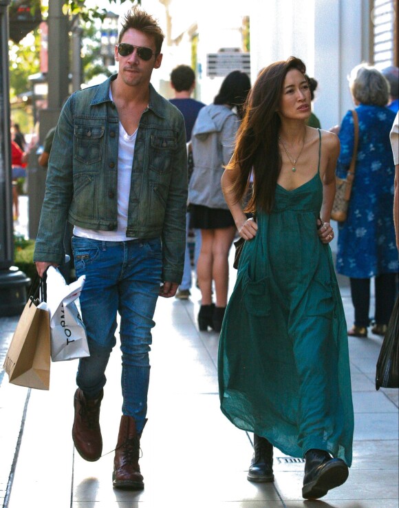 Jonathan Rhys-Meyers et sa girlfriend à  West Hollywood, Los Angeles, Cle 11 août 2014.