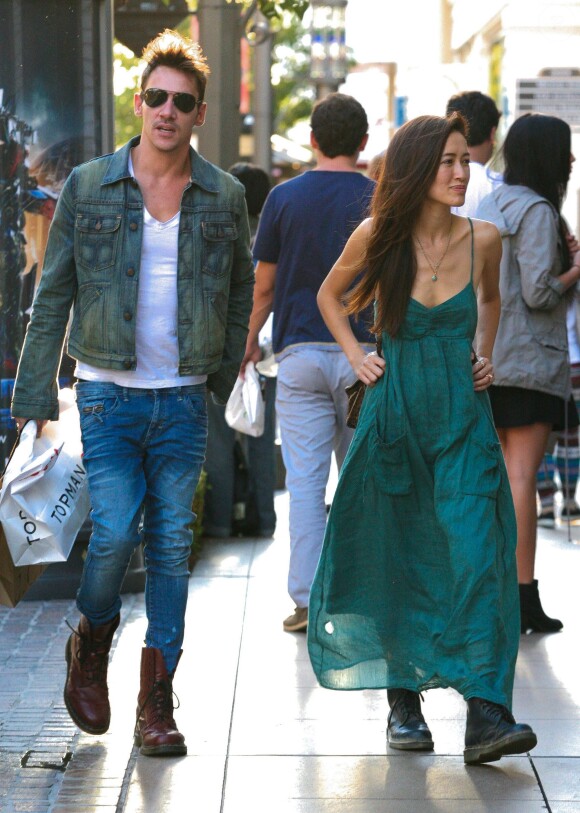 Jonathan Rhys-Meyers et sa girlfriend à  West Hollywood, Los Angeles, Cle 11 août 2014.