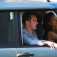 Jonathan Rhys-Meyers avec sa future fiancée à West Hollywood, Los Angeles, le 23 août 2014.