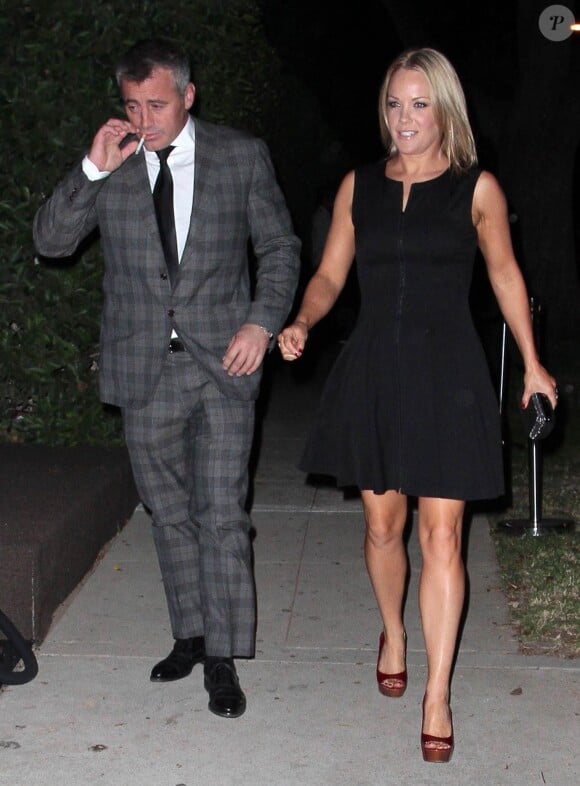 Matt LeBlanc et Andrea Anders se rendant à la 2014 WME Emmy Party à Beverly Hills, le 23 août 2014. 