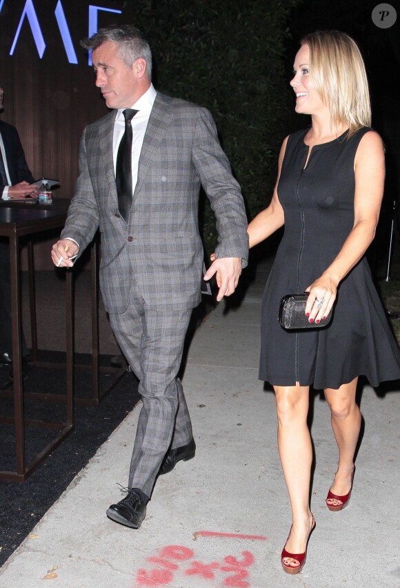 Matt LeBlanc et sa compagne Andrea Anders se rendant à la 2014 WME Emmy Party à Beverly Hills, le 23 août 2014. 